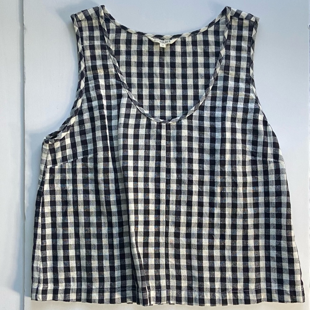 Ali Golden Sleeveless Gingham Tank